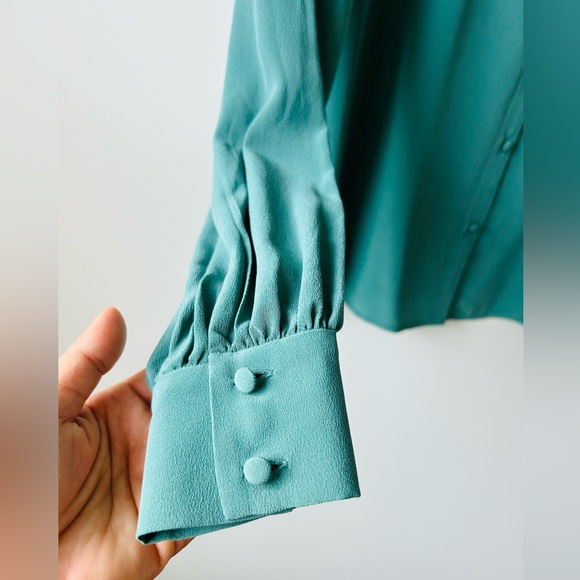 SEZANE Chloe Sage Silk Blouse Size 36(US4) - Picture 10 of 16